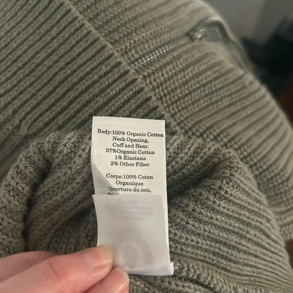 Everlane Women's Sage Green Half Zip Organic Cotton Oversize Sweater XXS - Picture 4 of 5
